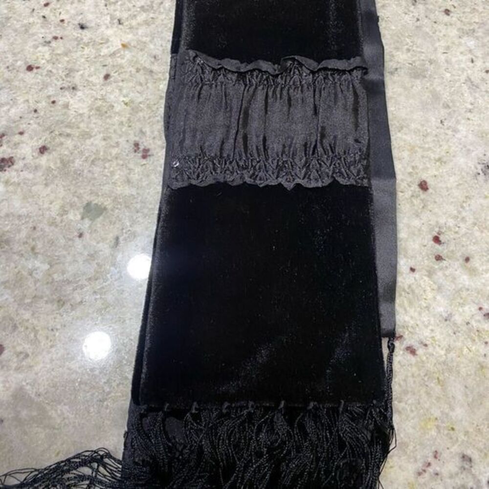 Women’s black velvet sequin‎ tassel 56 inch scarf